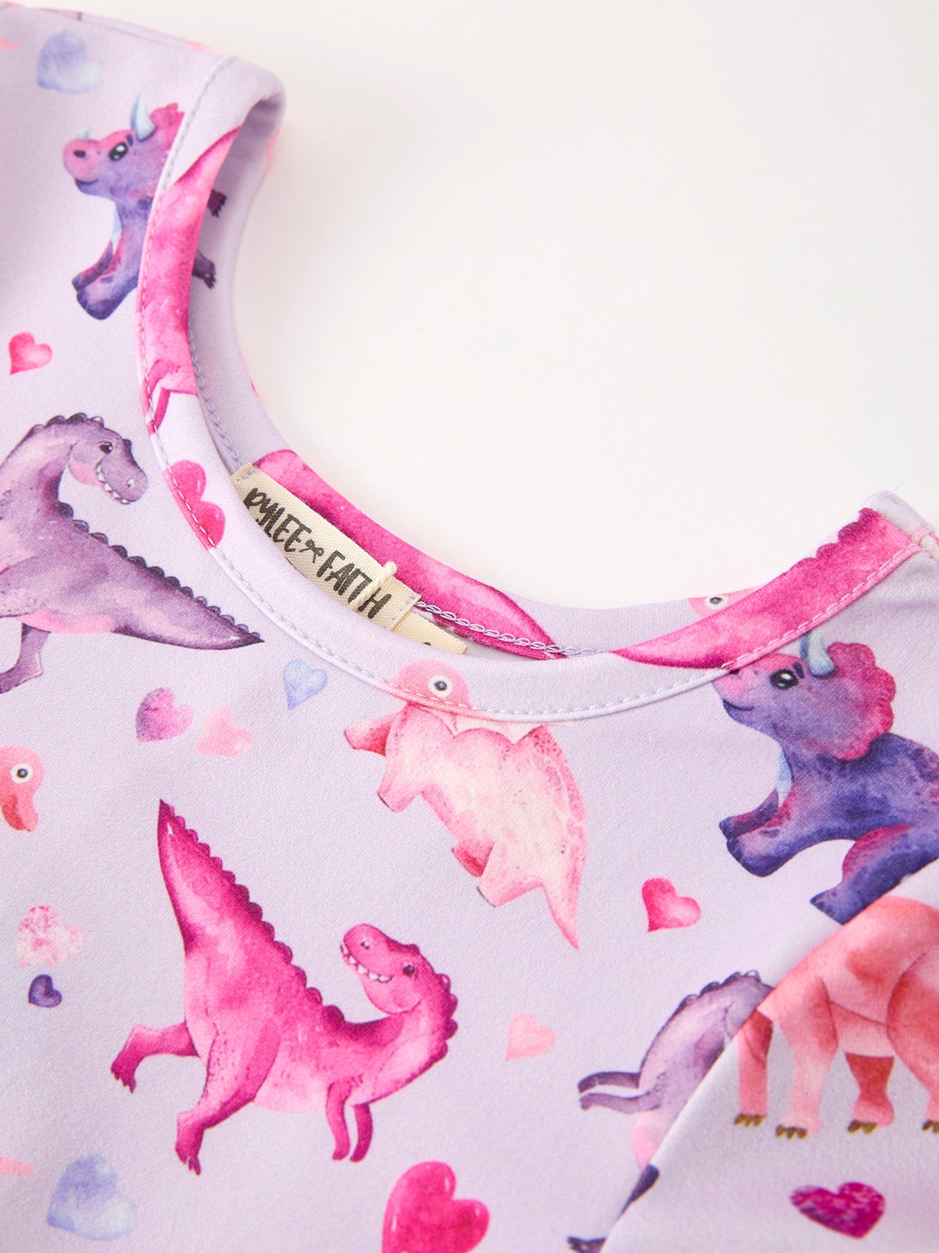 Dinosaur Heart Twirl Girls Dress Short Sleeves