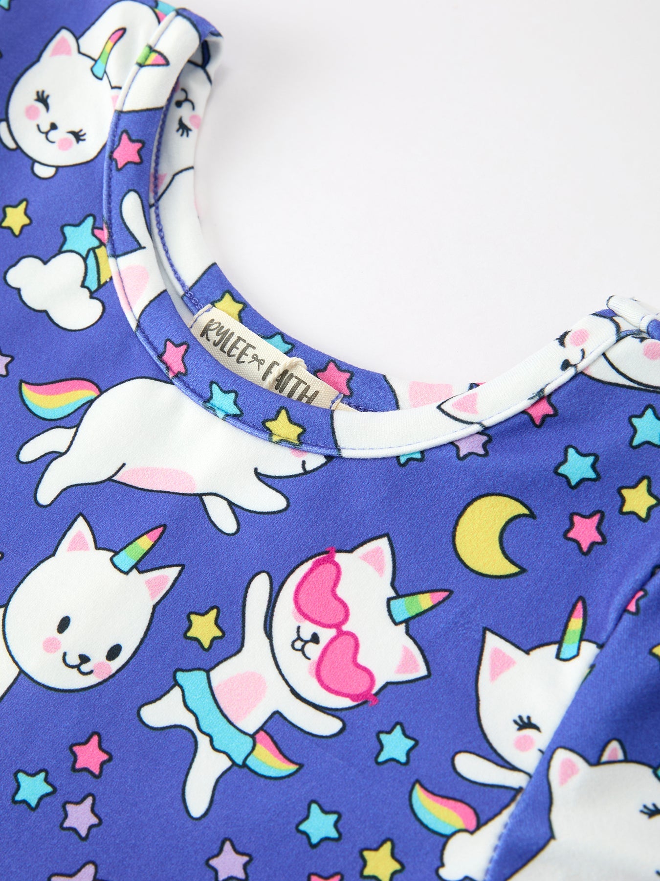 Halloween Ghost Cat Print Girls Long Sleeve Twirl Dress