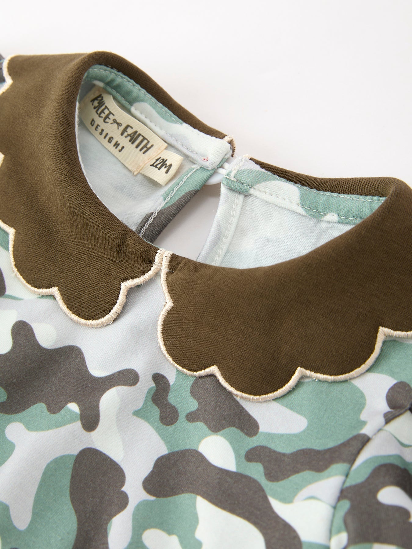 Fall Camo Bow Girls Ruffle Bubble Romper