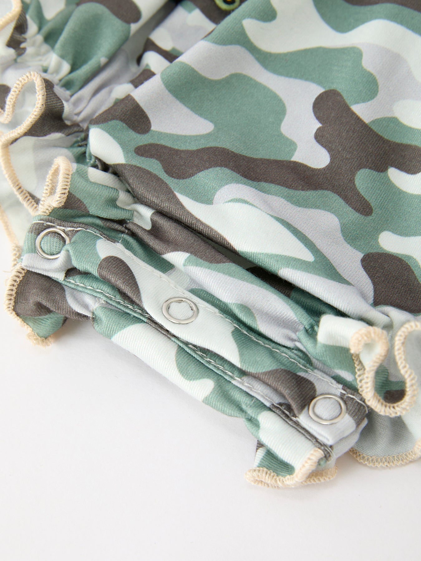 Fall Camo Bow Girls Ruffle Bubble Romper