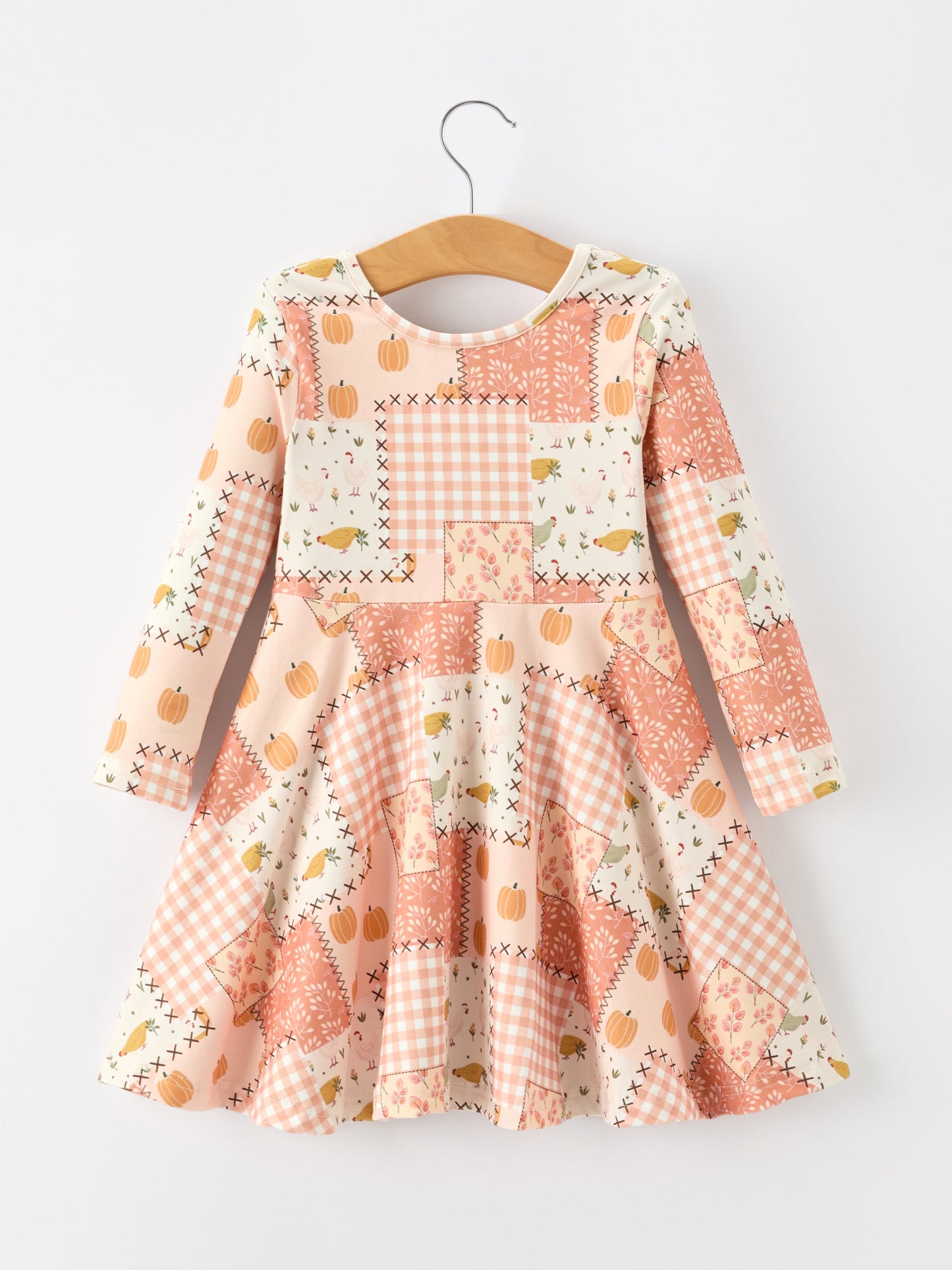 Thanksgiving Halloween Patchwork Girls Dress