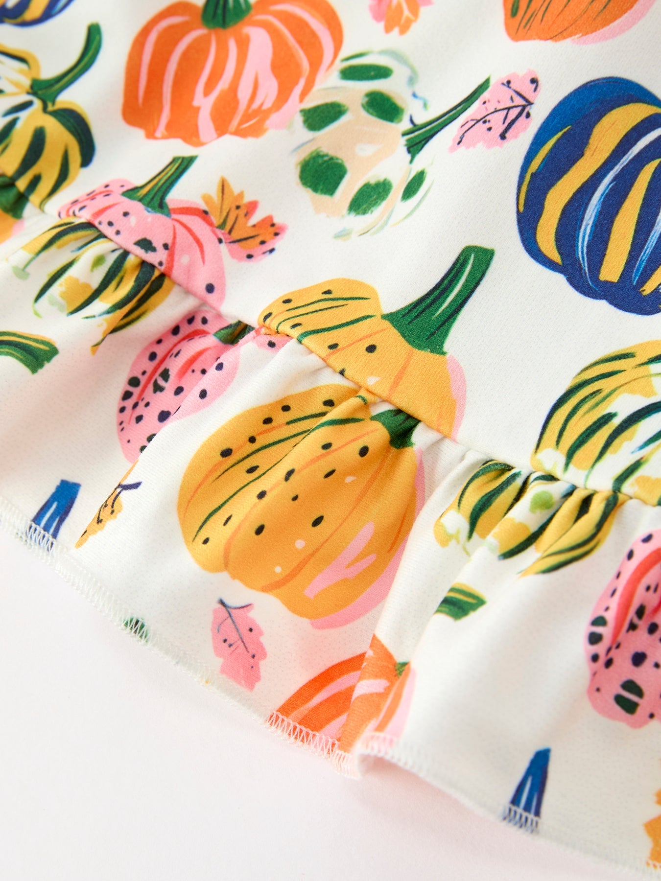 Halloween Pumpkin Print Girls Ruffle Hem Dress