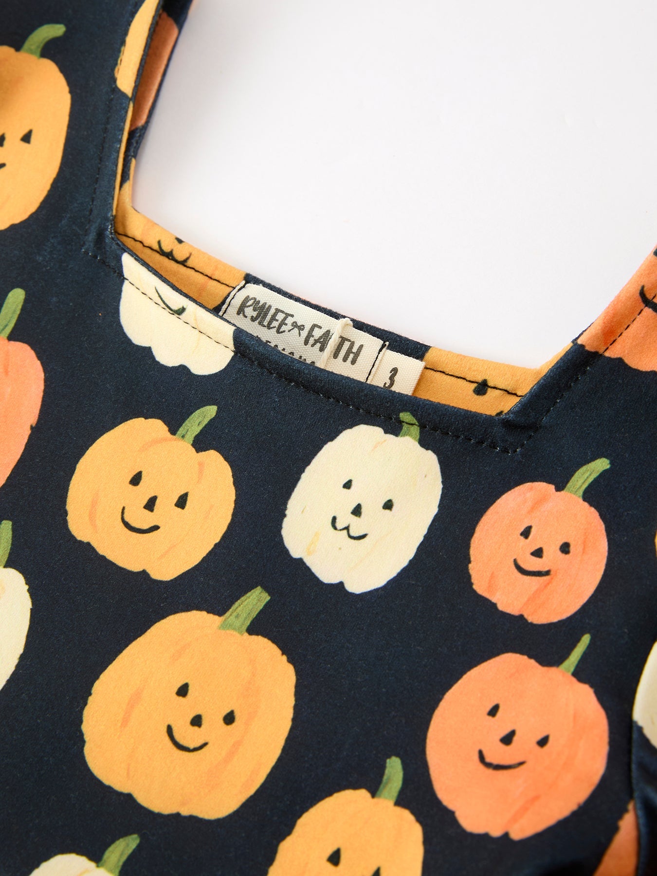 Halloween Pumpkin Print Square Neck Girls Dress
