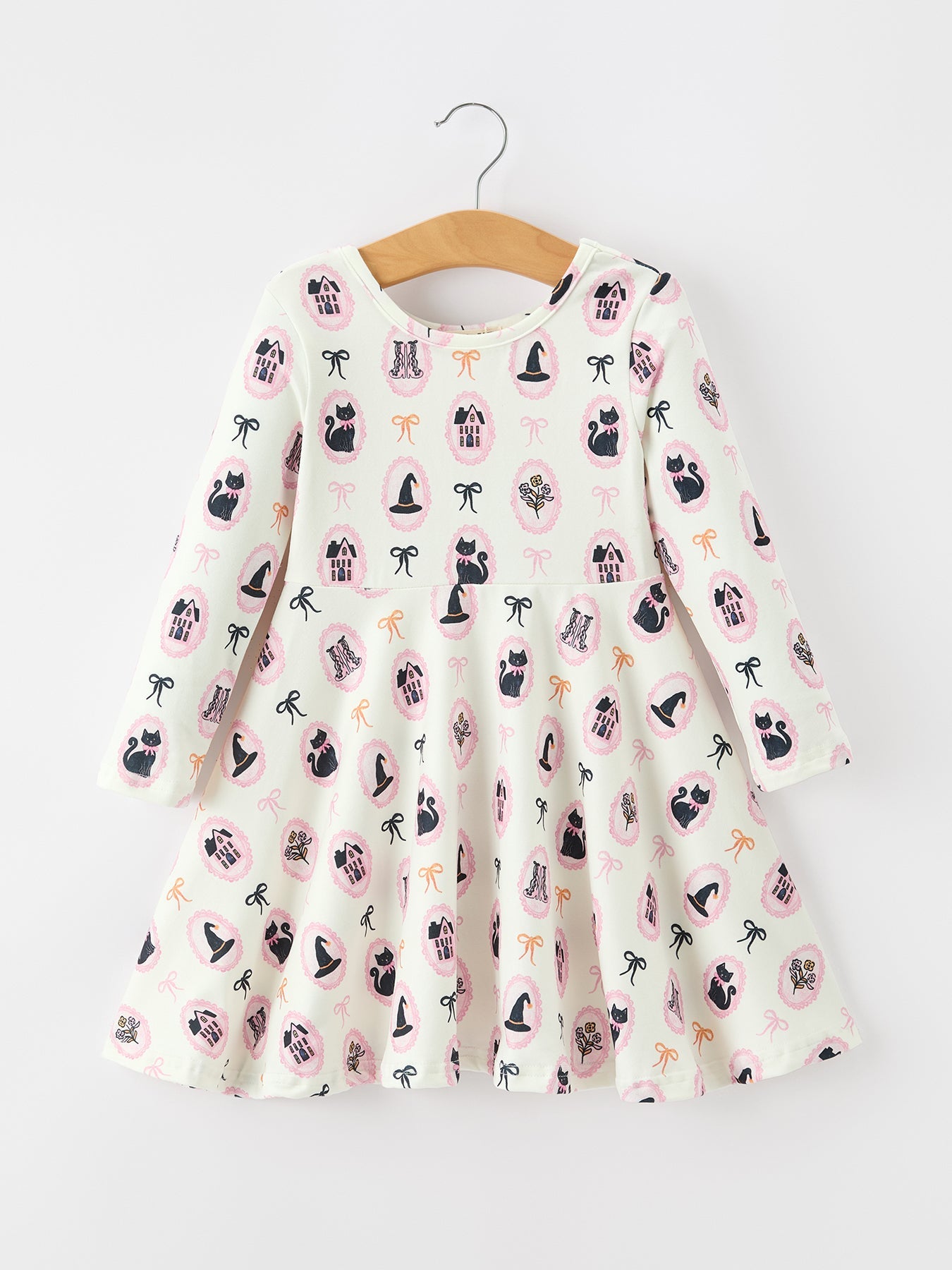 Halloween Vintage Cameo Print Girls Twirl Dress