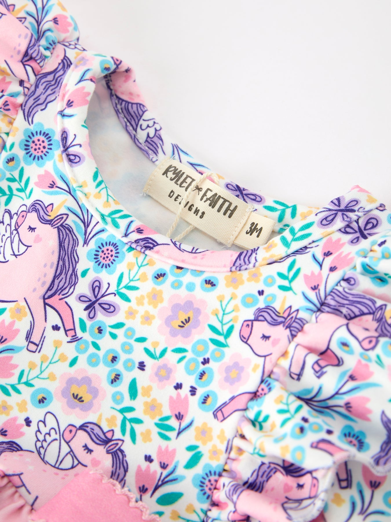 Unicorn Floral Print Girls Long Sleeve Romper