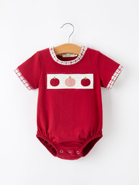 Fall Pumpkin Embroidery Baby Boy Romper