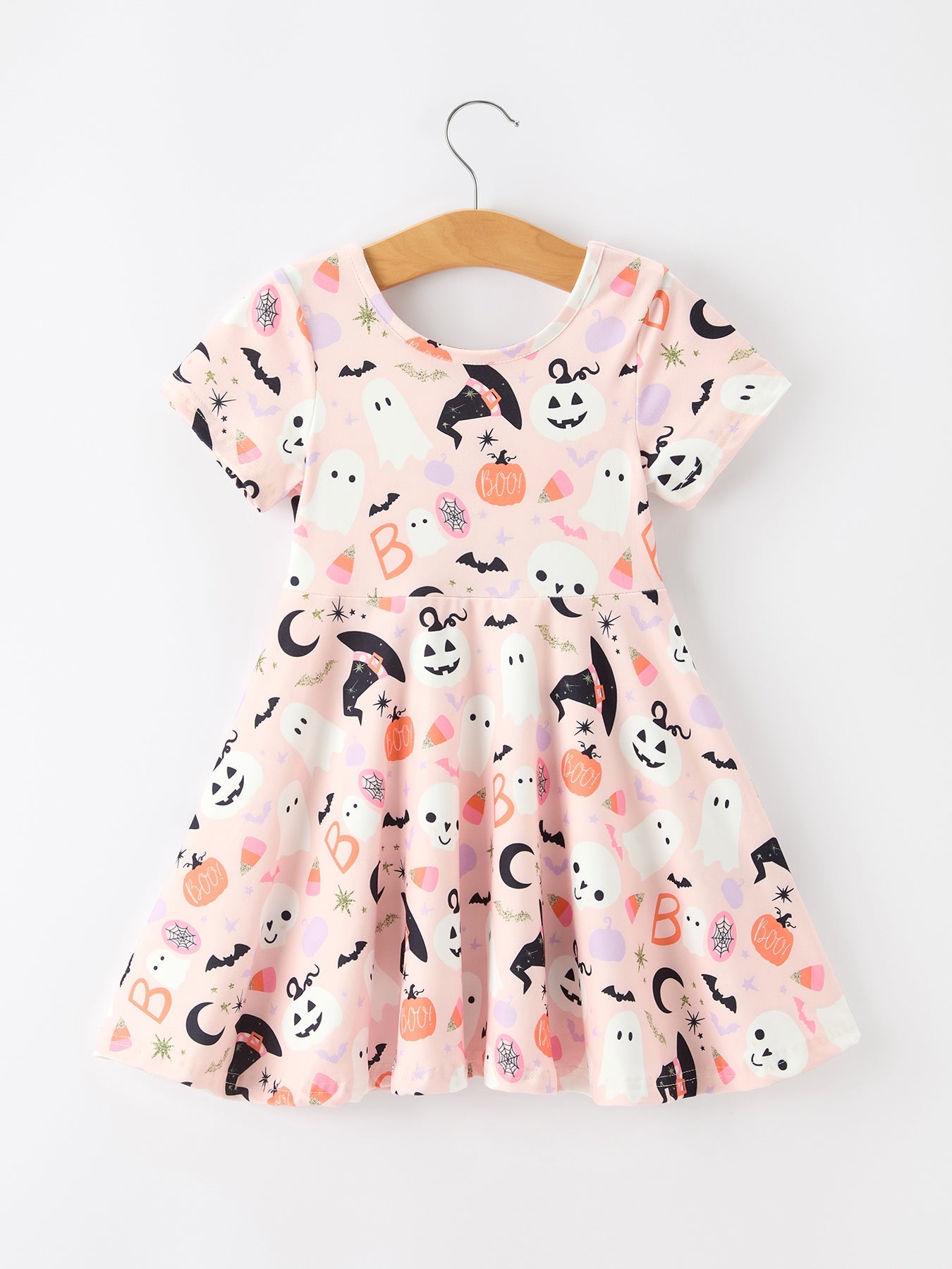 Halloween Ghost Girl Twirl Dress Short-sleeved