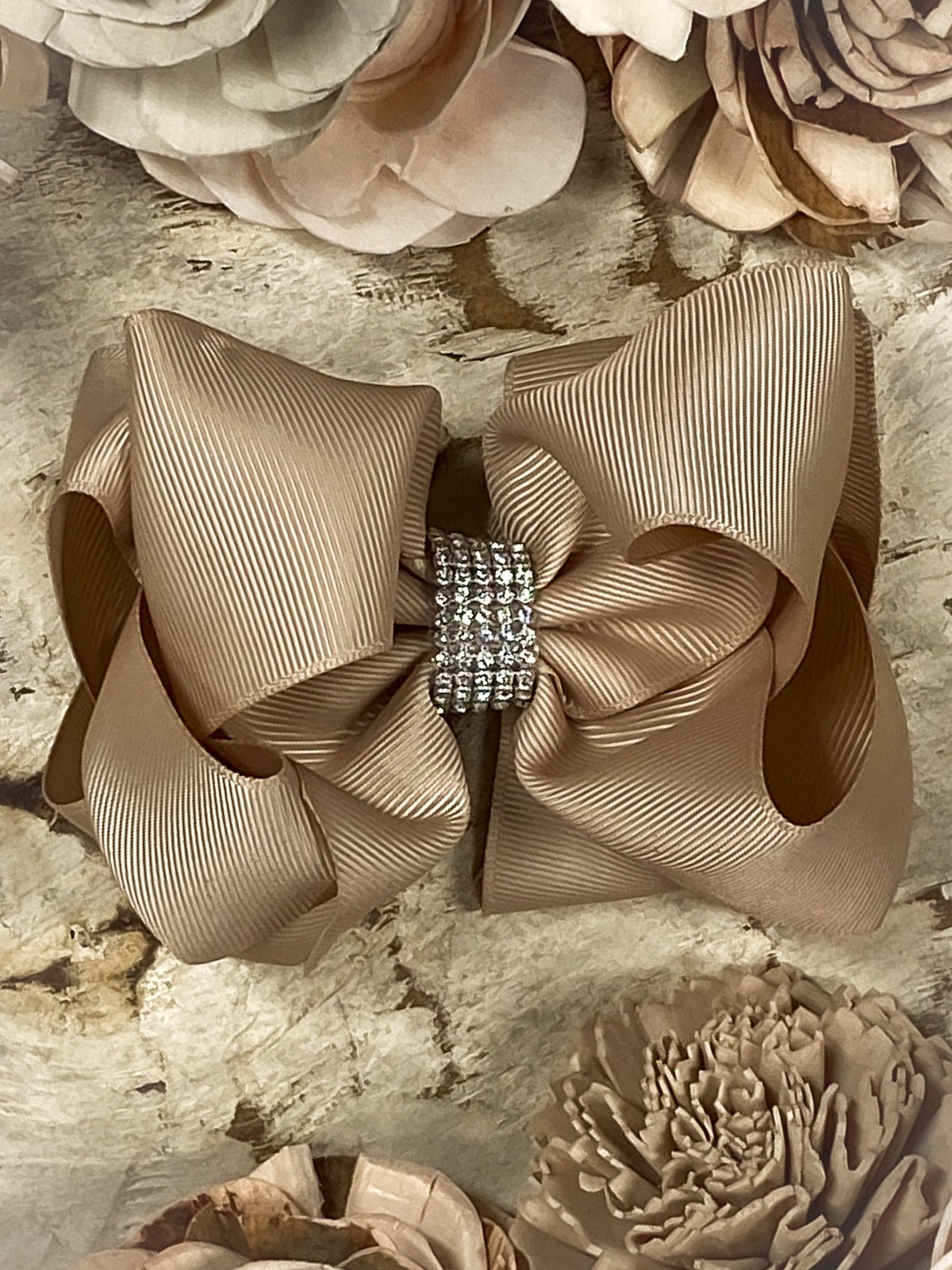 4.5" Classic Size Rhinestone Center Hair Bows | Alligator Clip