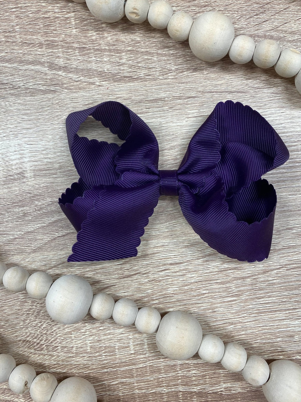 4.5" Classic Scalloped Hair Bow | Clip or Headband