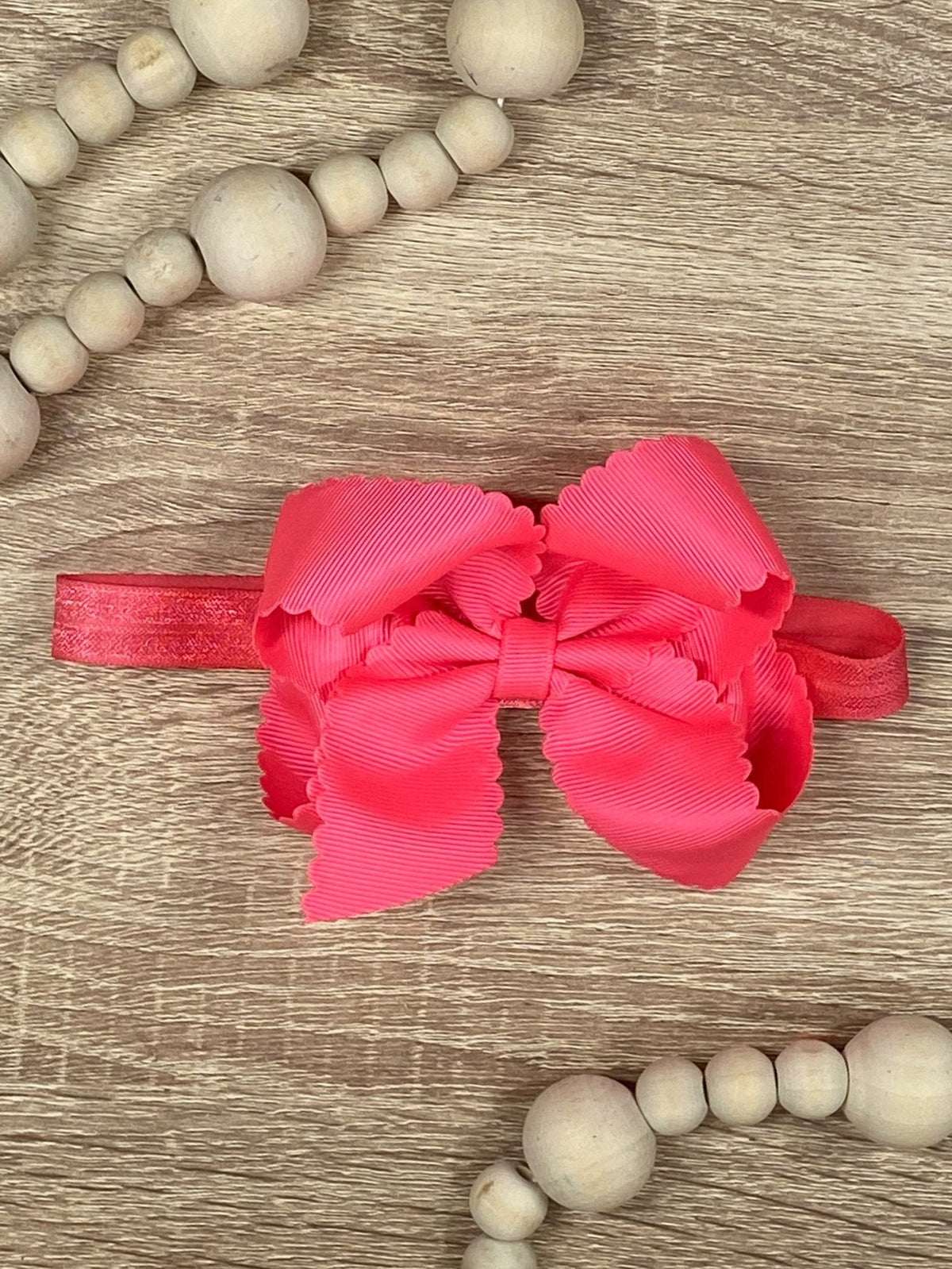 4.5" Classic Scalloped Hair Bow | Clip or Headband