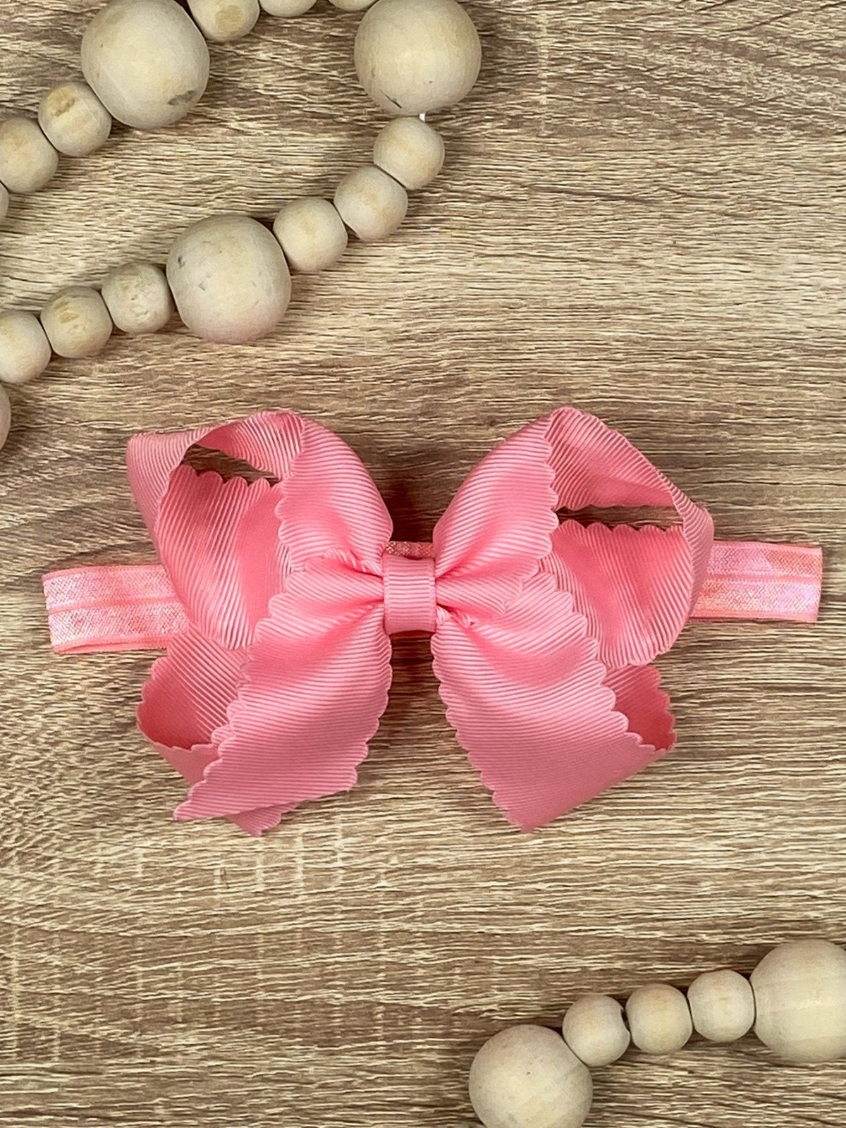 4.5" Classic Scalloped Hair Bow | Clip or Headband