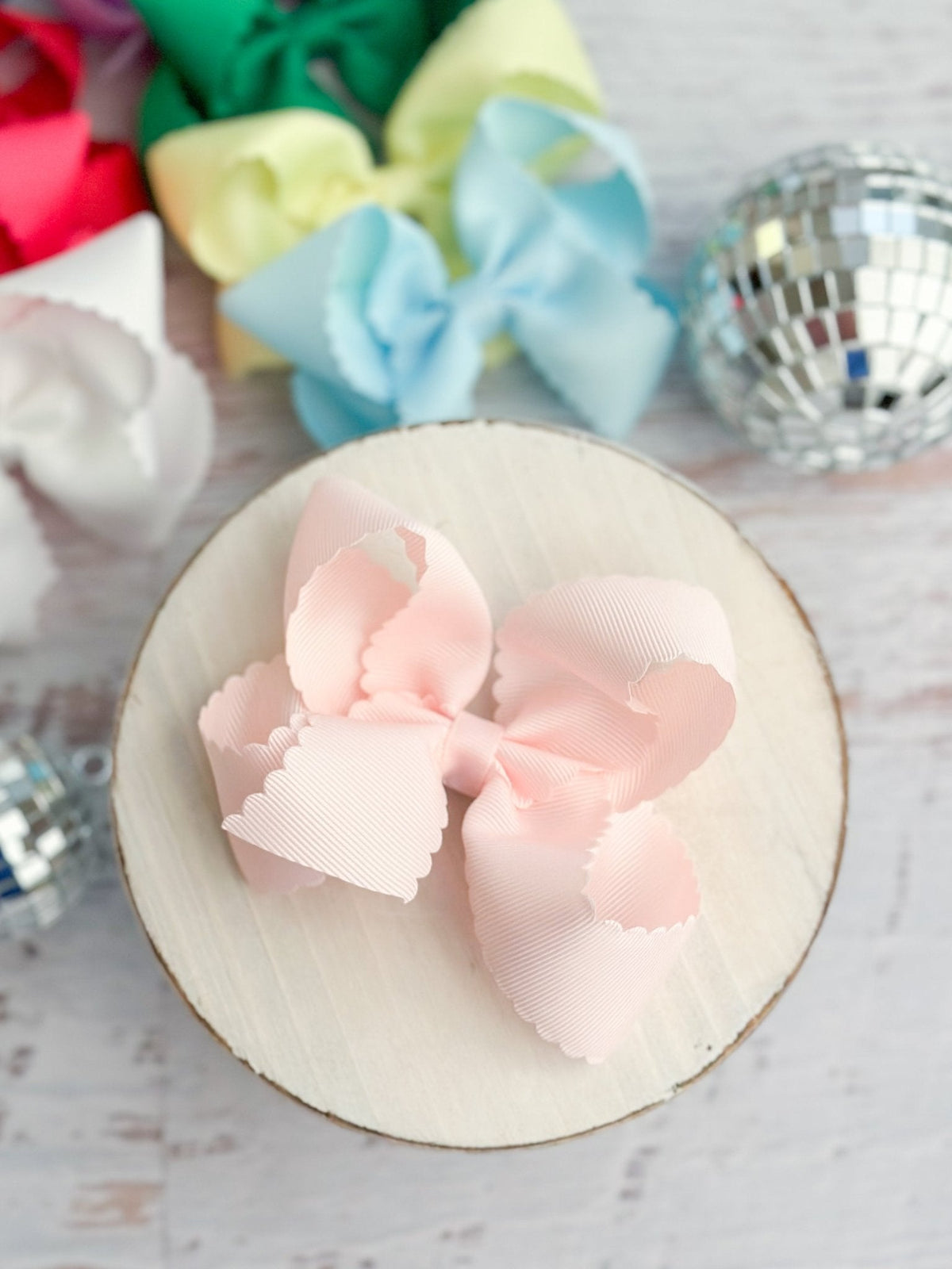 4.5" Classic Scalloped Hair Bow | Clip or Headband