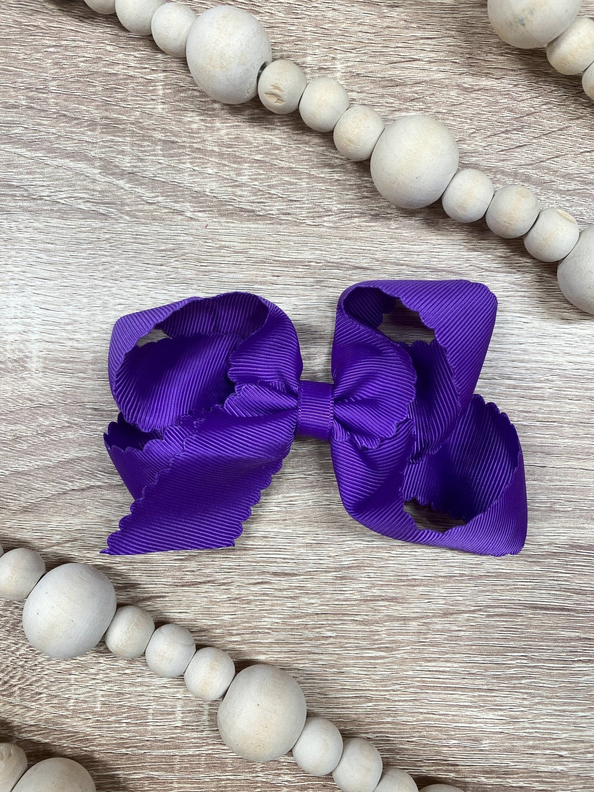 4.5" Classic Scalloped Hair Bow | Clip or Headband