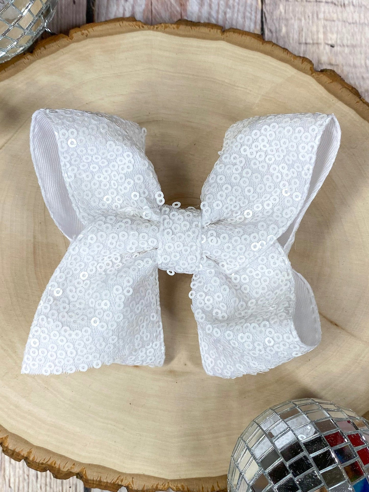 4.5" Sequin Hair Bow for Girls Sparkle Boutique Bow for Holidays & Parties | Alligator Clip