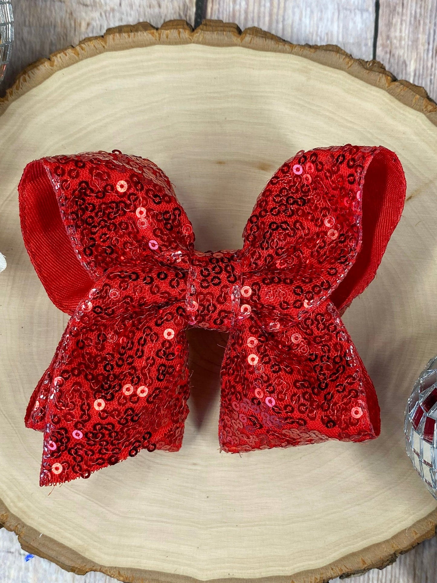 4.5" Sequin Hair Bow for Girls Sparkle Boutique Bow for Holidays & Parties | Alligator Clip