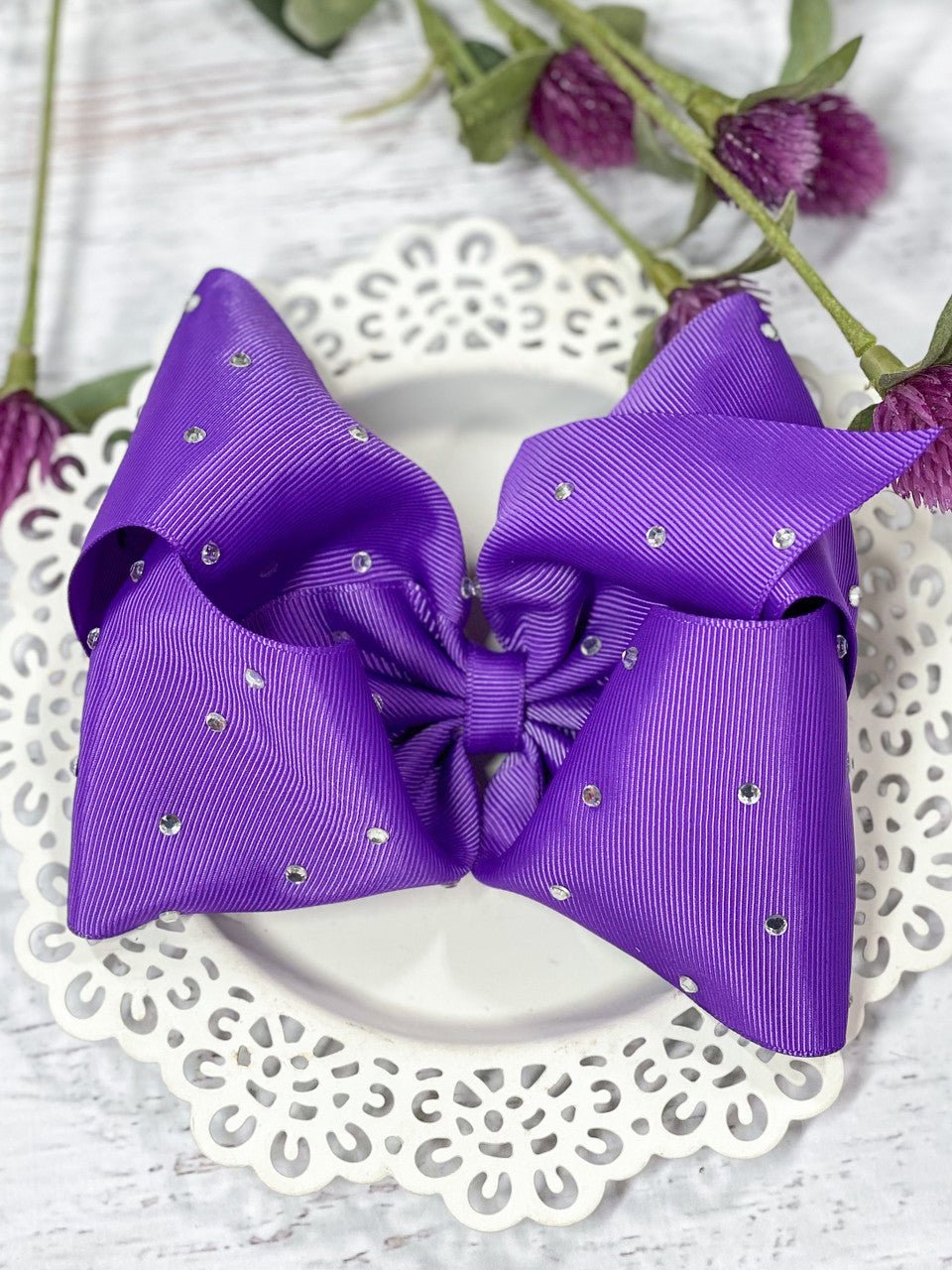 Clear Rhinestone Hair Bow - Alligator Clip - 5.5"