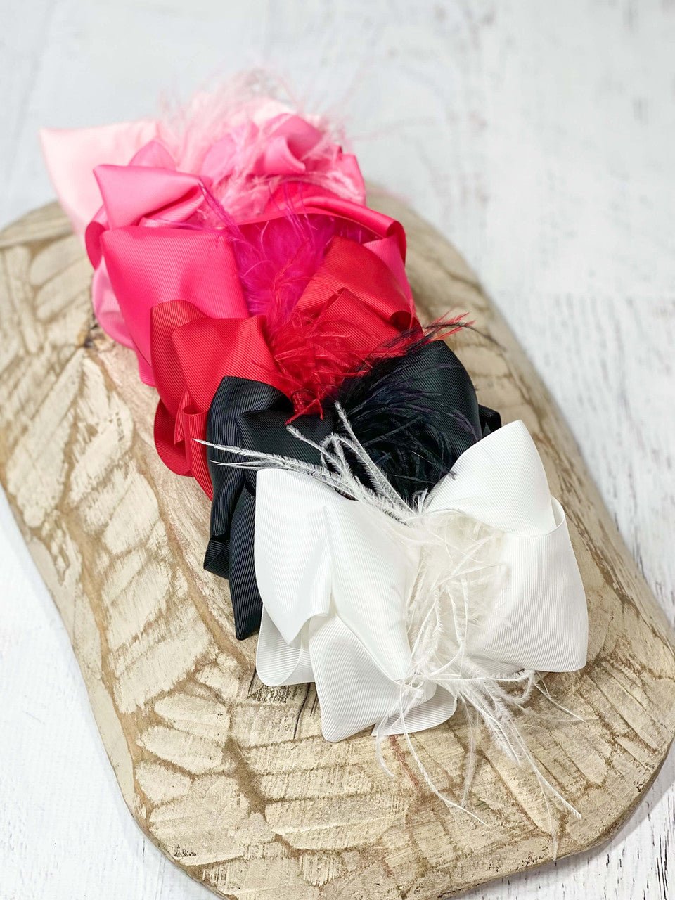 Solid Feather Puff Looped Knot Hair Bow - Alligator Clip - 5.5"