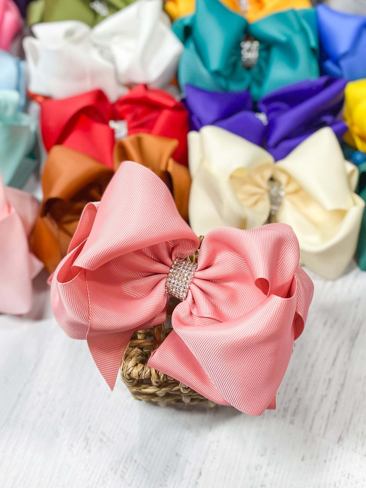 5.5" Oversize Rhinestone Center Knot Hair Bow | Alligator or French Clip