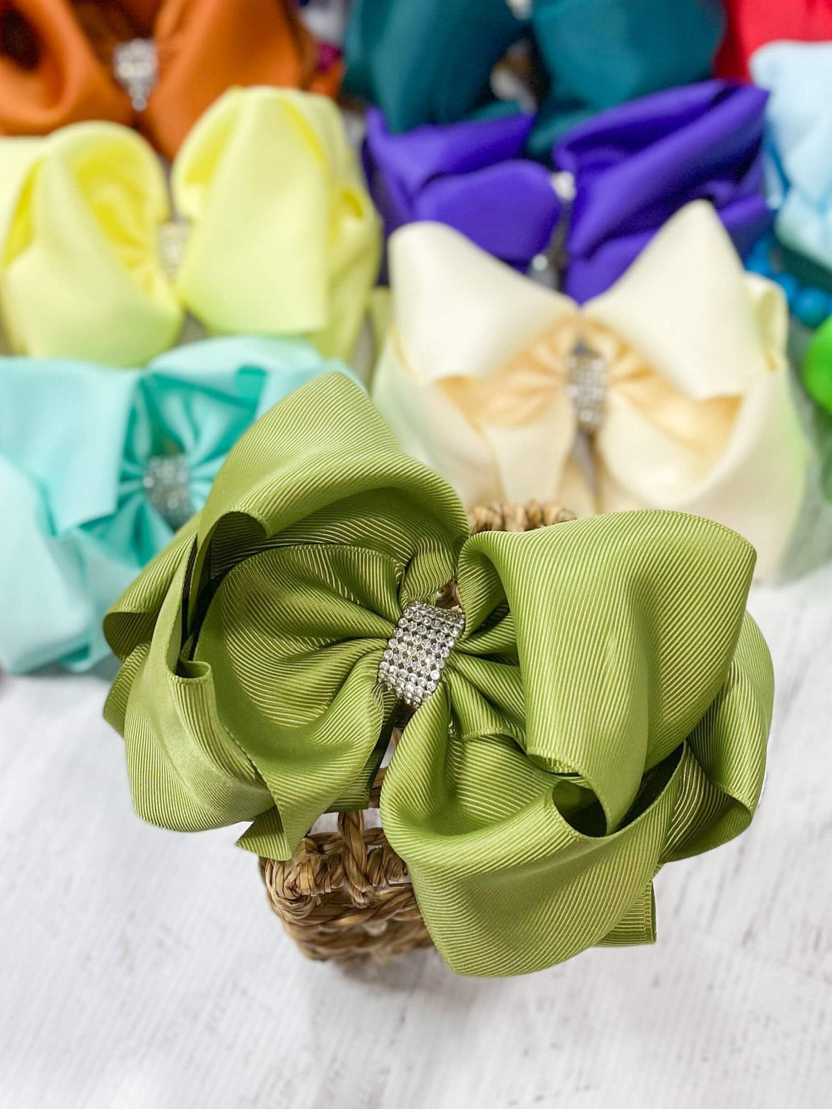 5.5" Oversize Rhinestone Center Knot Hair Bow | Alligator or French Clip