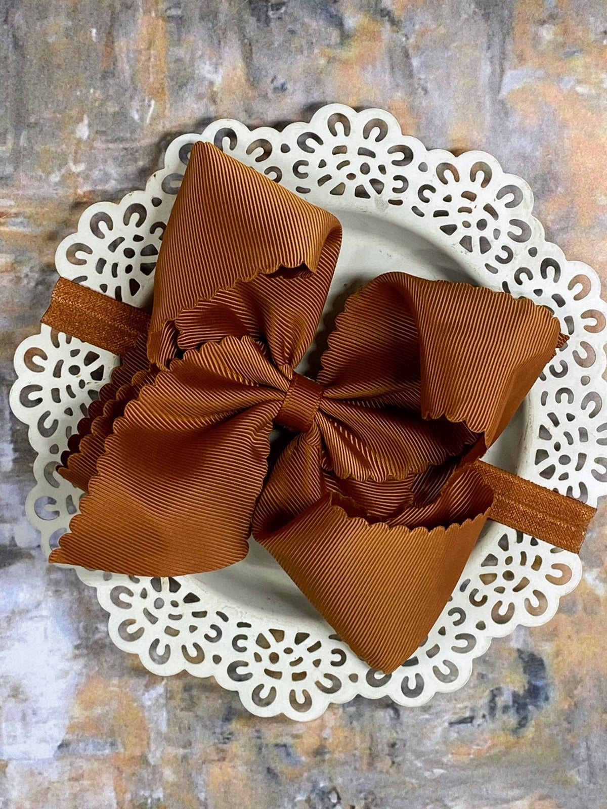 5.5" Oversize Scalloped Hair Bow | Clip or Headband