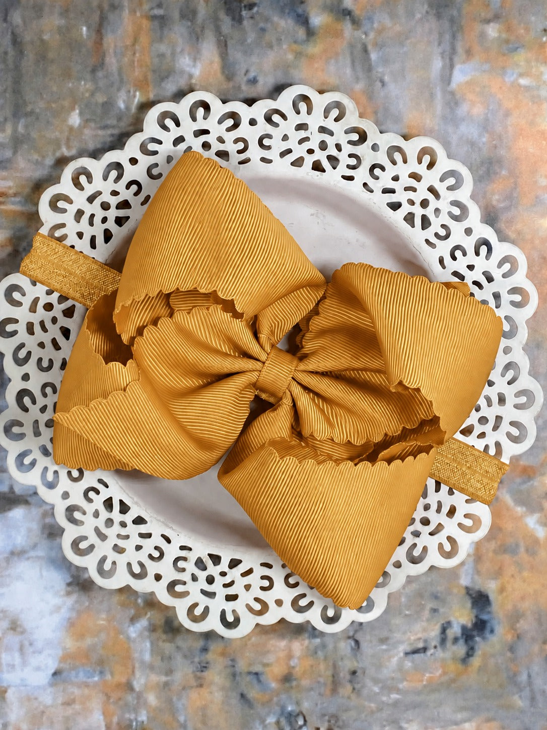 5.5" Oversize Scalloped Hair Bow | Clip or Headband