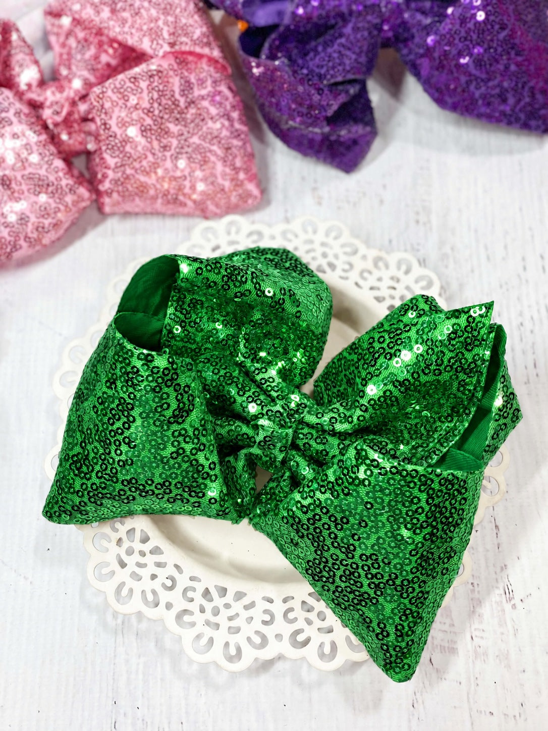 6.5" Sequin Texas Size Hair Bows | Alligator Clip