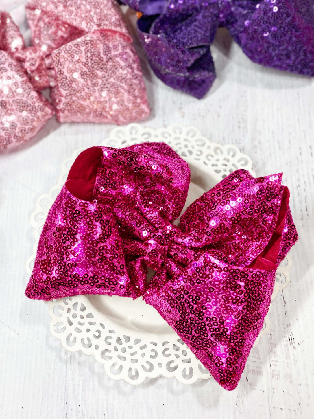 6.5" Sequin Texas Size Hair Bows | Alligator Clip