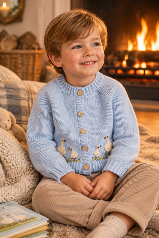 Blue goose cardigan sweater