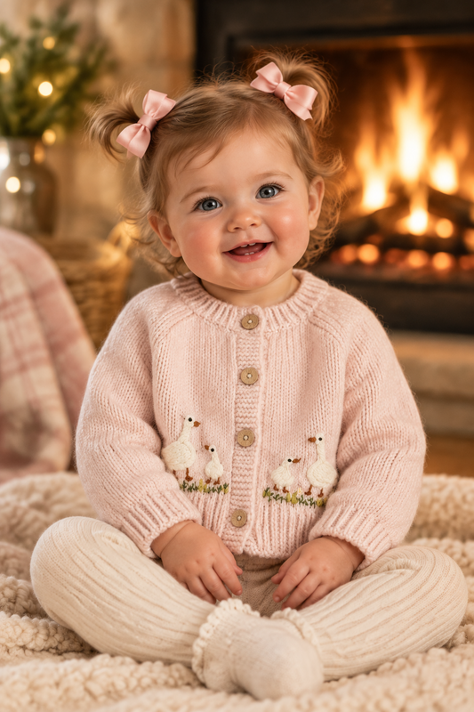 Pink goose cardigan sweater