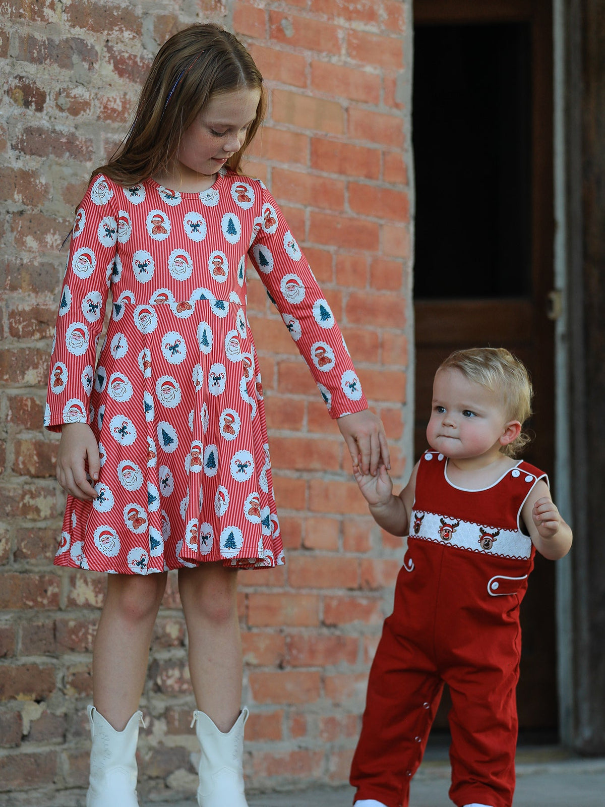 Baby Boys Christmas Reindeer Smocked Red Jonjon
