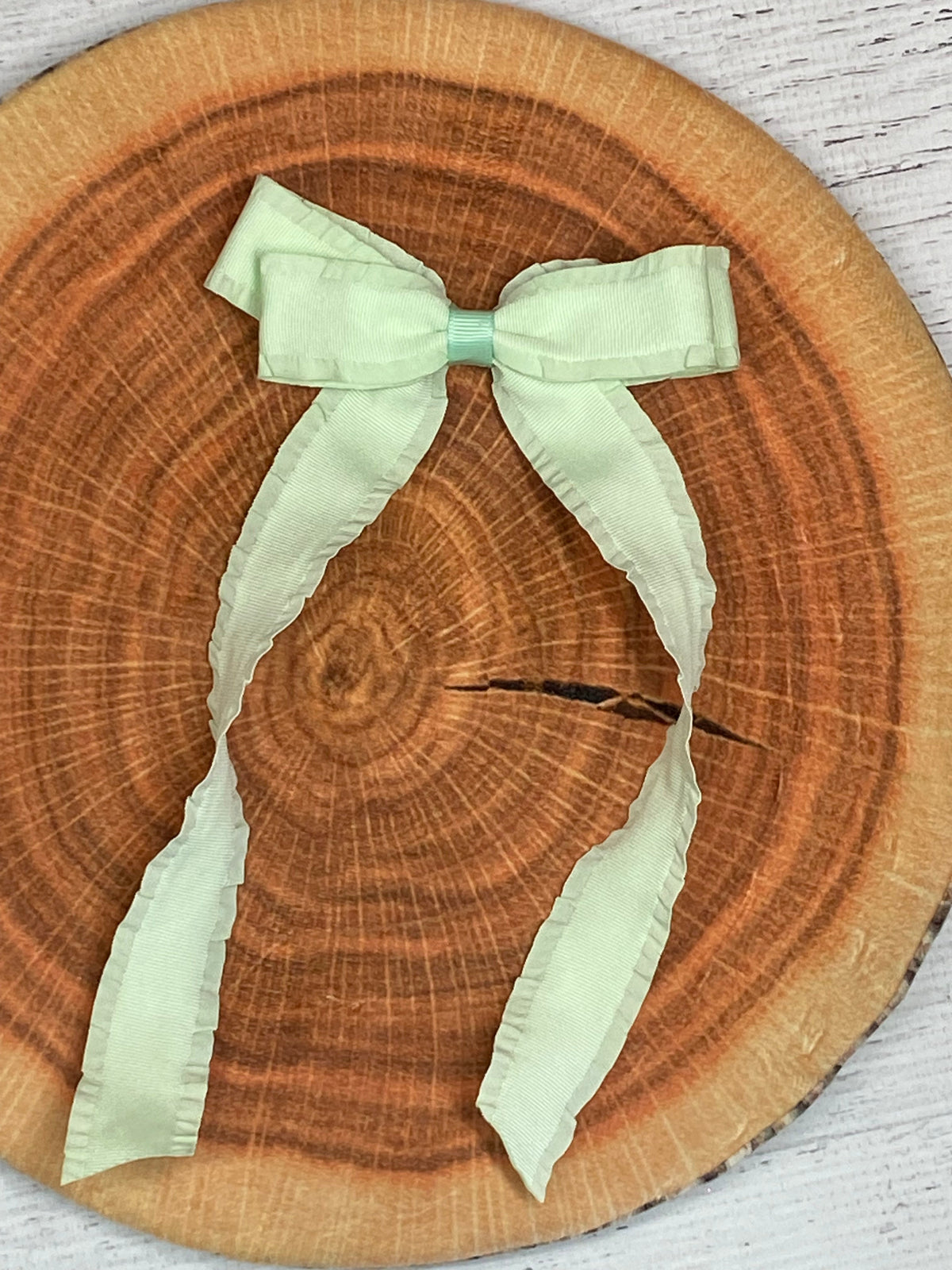 Ruffle Edge Ribbon Hair Bow | Alligator Clip