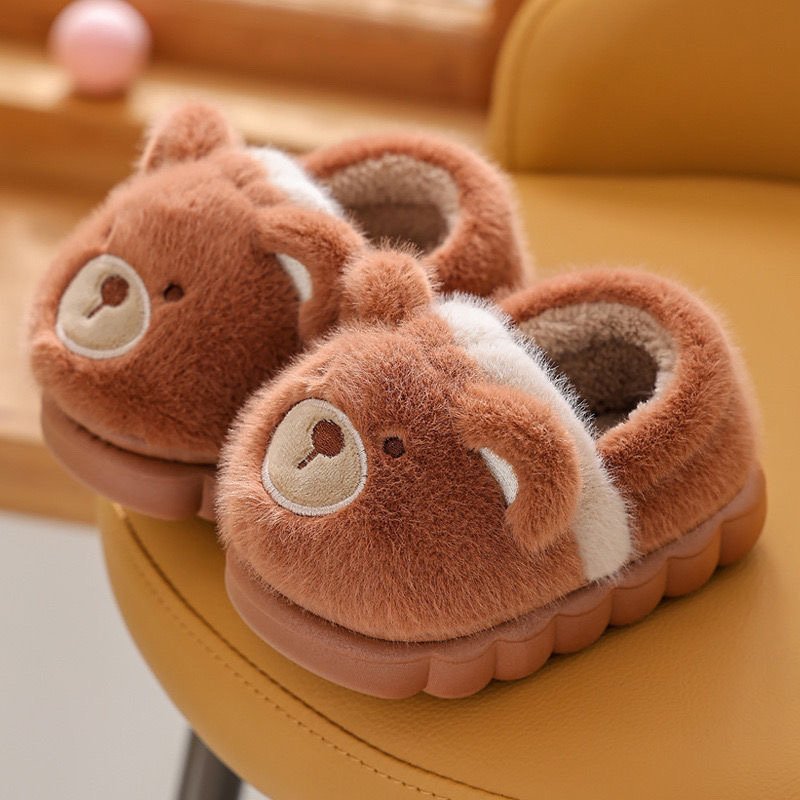 Kids’ Fuzzy House Slippers | Warm Non-Slip Toddler Slippers — Bear & Bunny