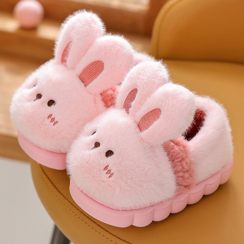 Kids’ Fuzzy House Slippers | Warm Non-Slip Toddler Slippers — Bear & Bunny