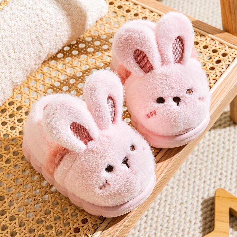 Kids’ Fuzzy House Slippers | Warm Non-Slip Toddler Slippers — Bear & Bunny