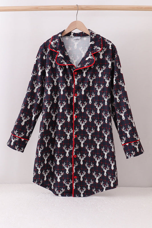 Navy deer print mom gown