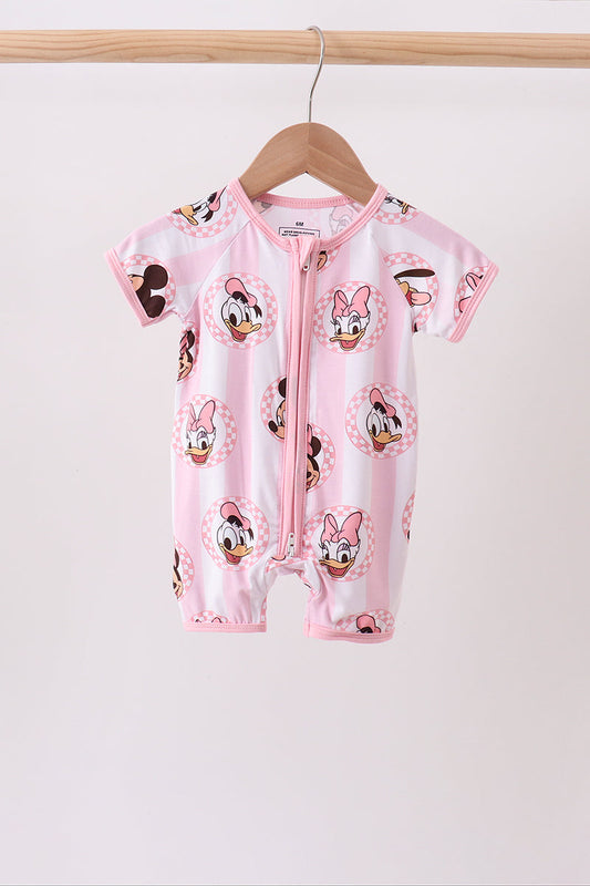 Pink character bamboo romper