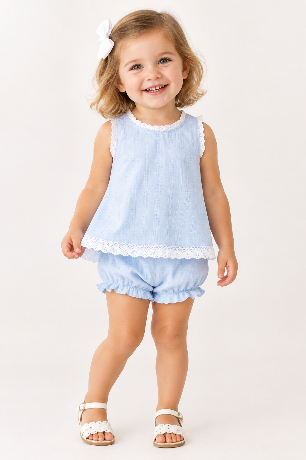 Blue Jacquard Lace Bloomer Set