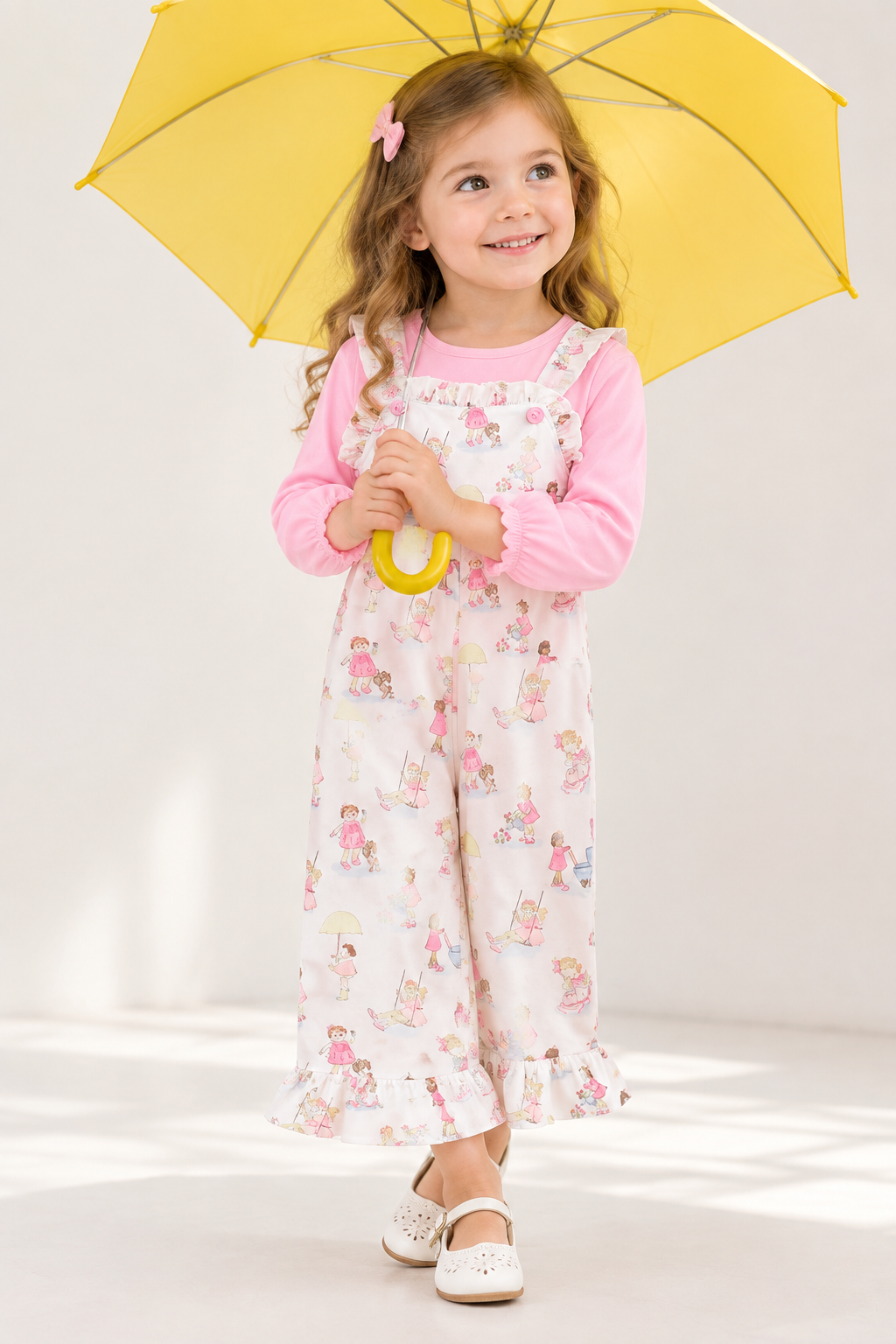 Pink all day adventure ruffle jumpsuit set