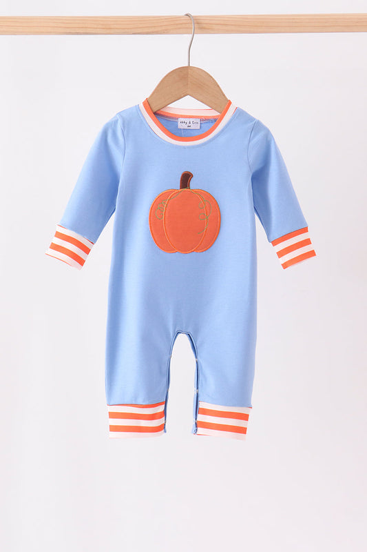 Blue pumpkin applique romper