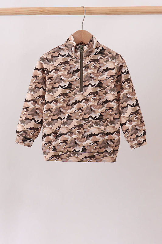 Camouflage zipper pullover