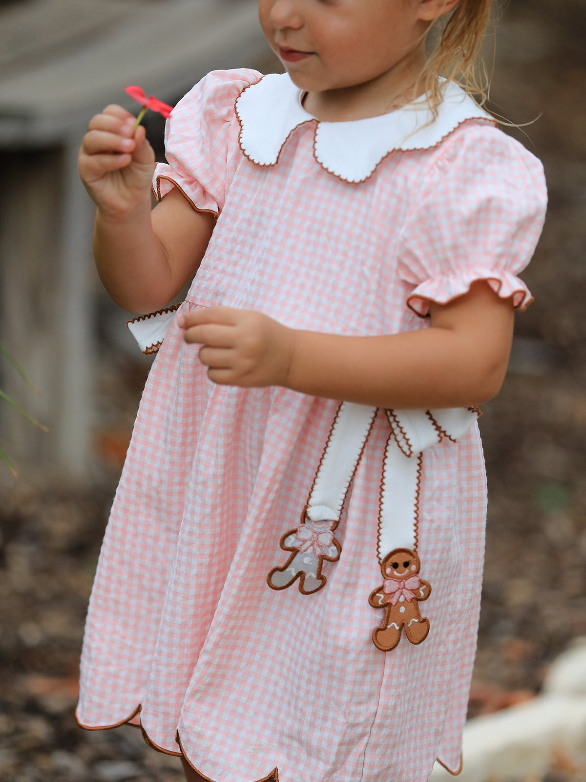 Christmas Girls Gingerbread Peter Pan Collar Dress