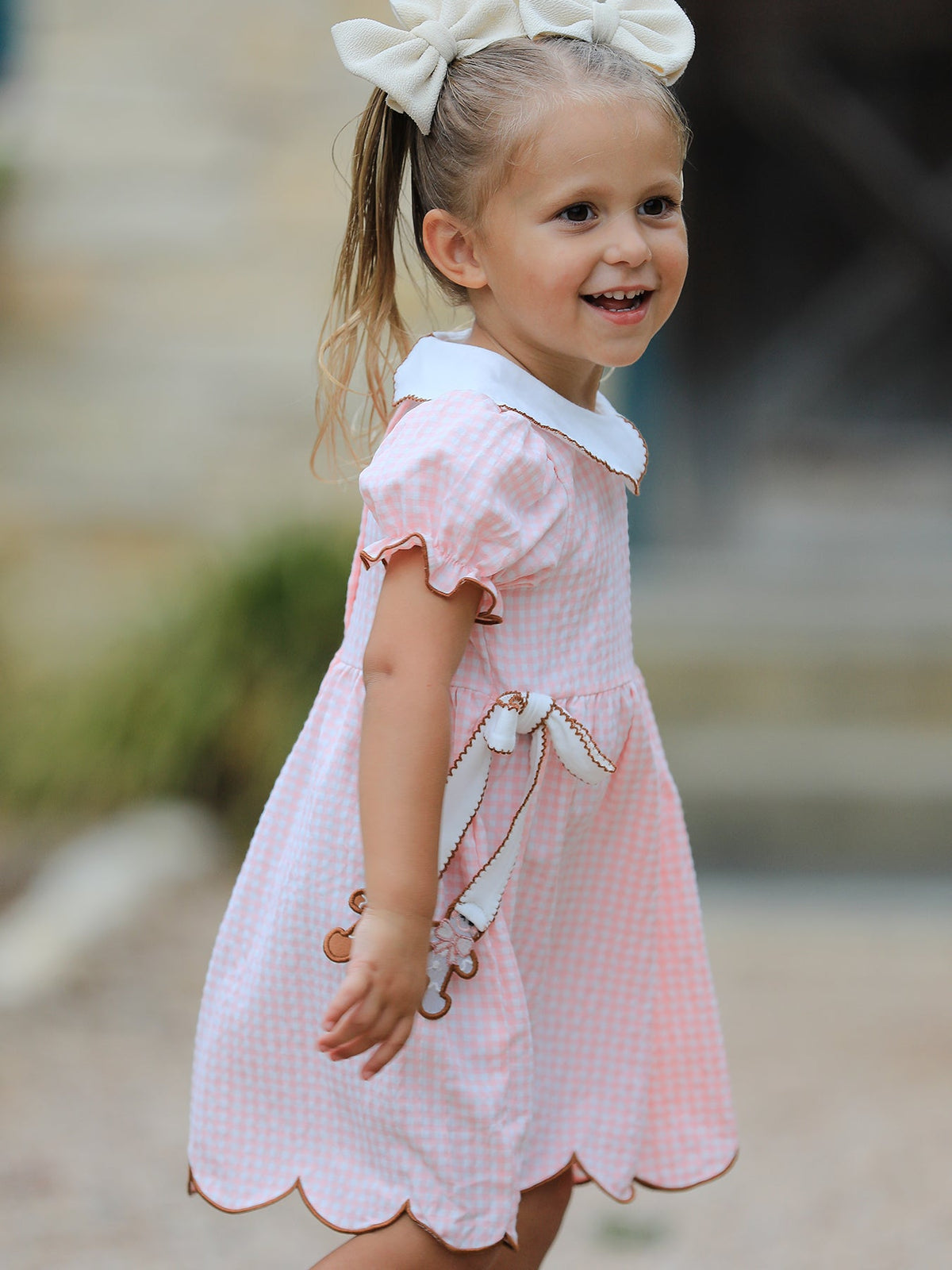 Christmas Girls Gingerbread Peter Pan Collar Dress
