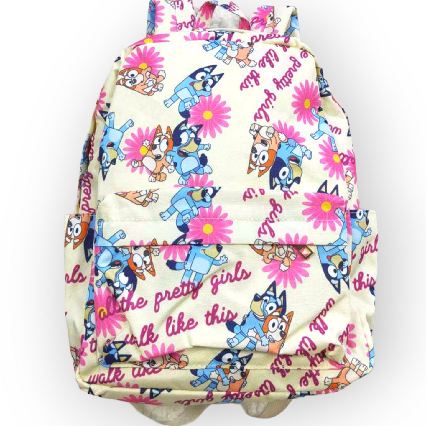 Bluey backpack "pretty girls walk like this"