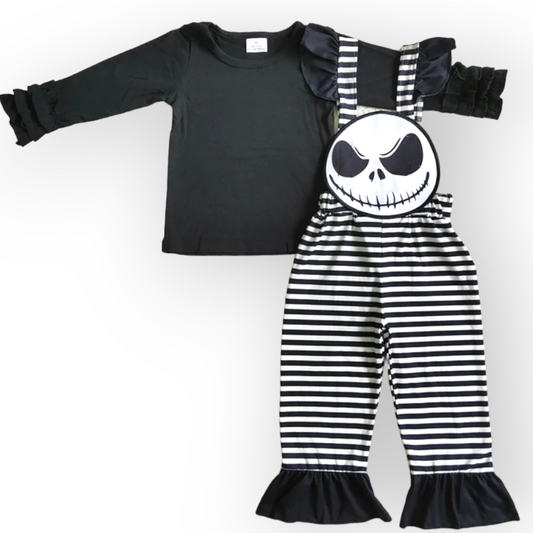 Skellington Halloween romper