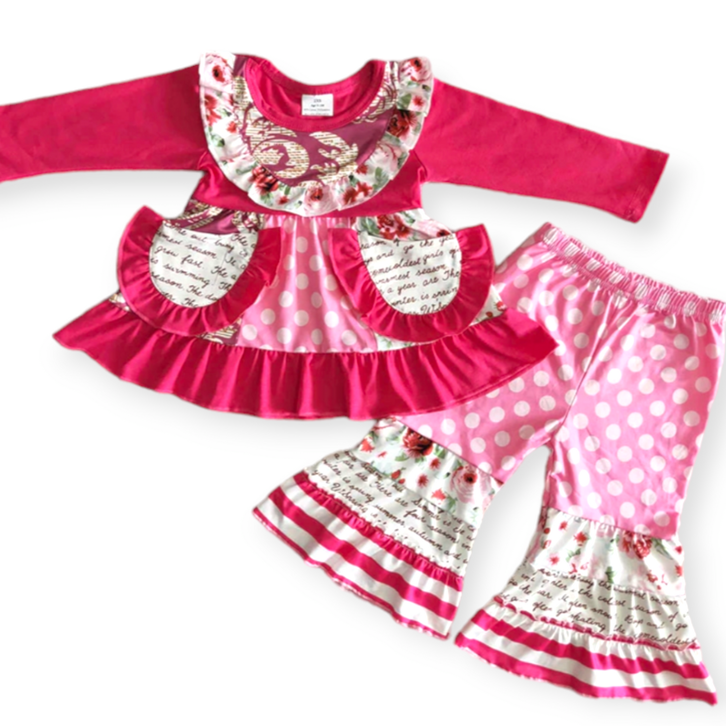 Pink and red sweetheart pant set