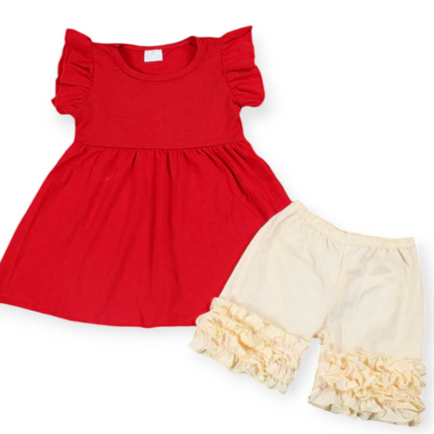 red ruffle top set