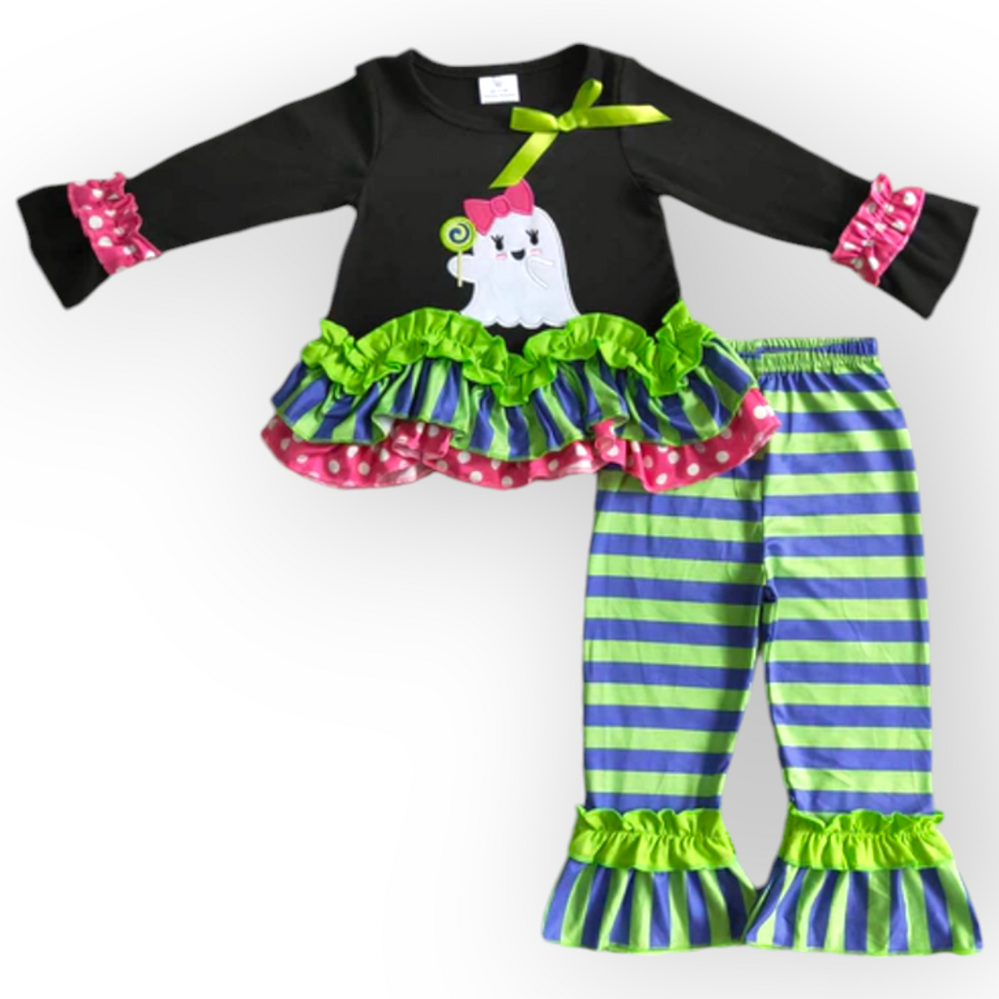 Sweet ghost with ruffles pant set