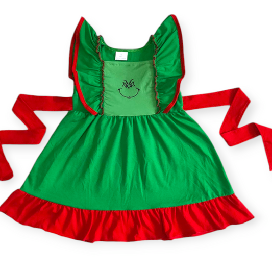 Green grinch twirly whirly dress