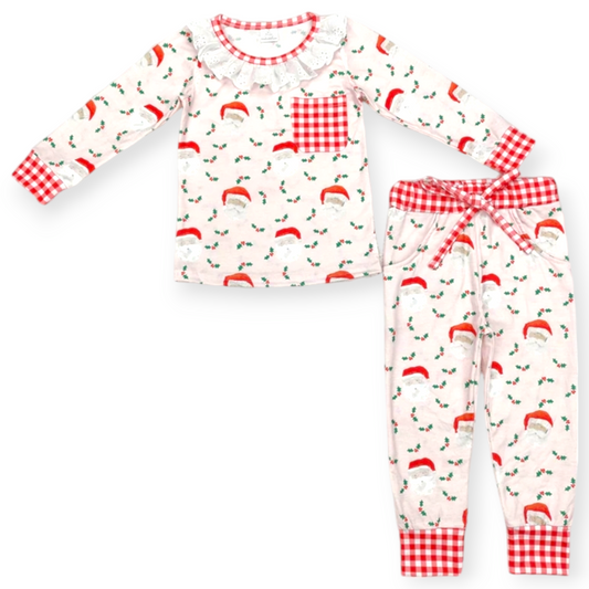 bamboo Christmas girl pajamas collar