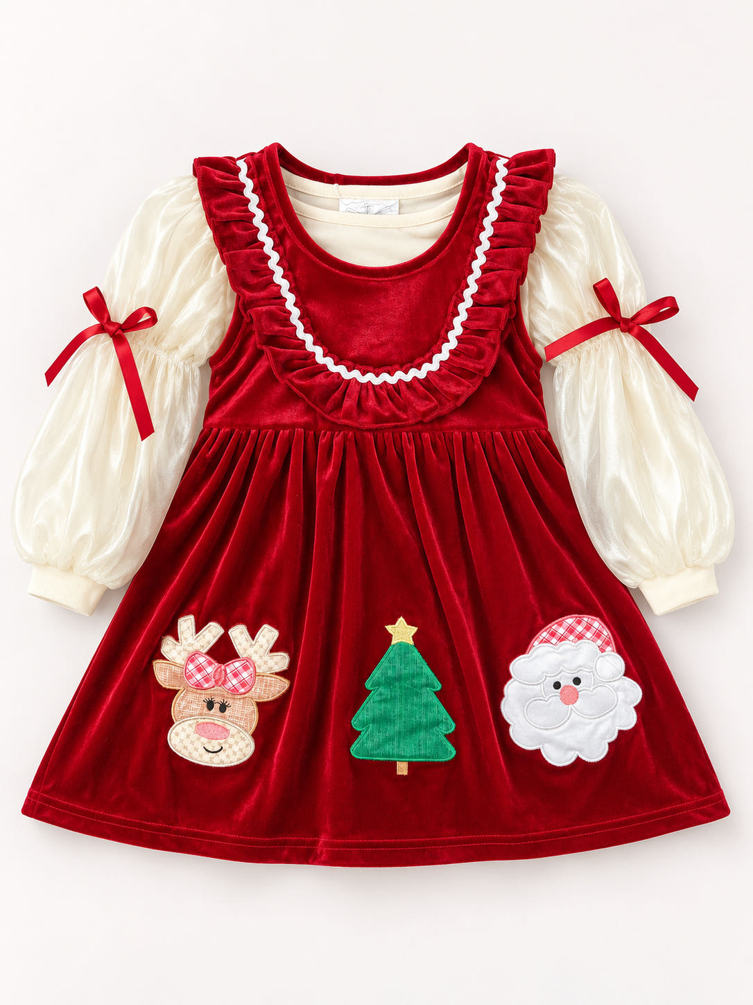 Jolly Red Velvet Smocked Christmas Dress